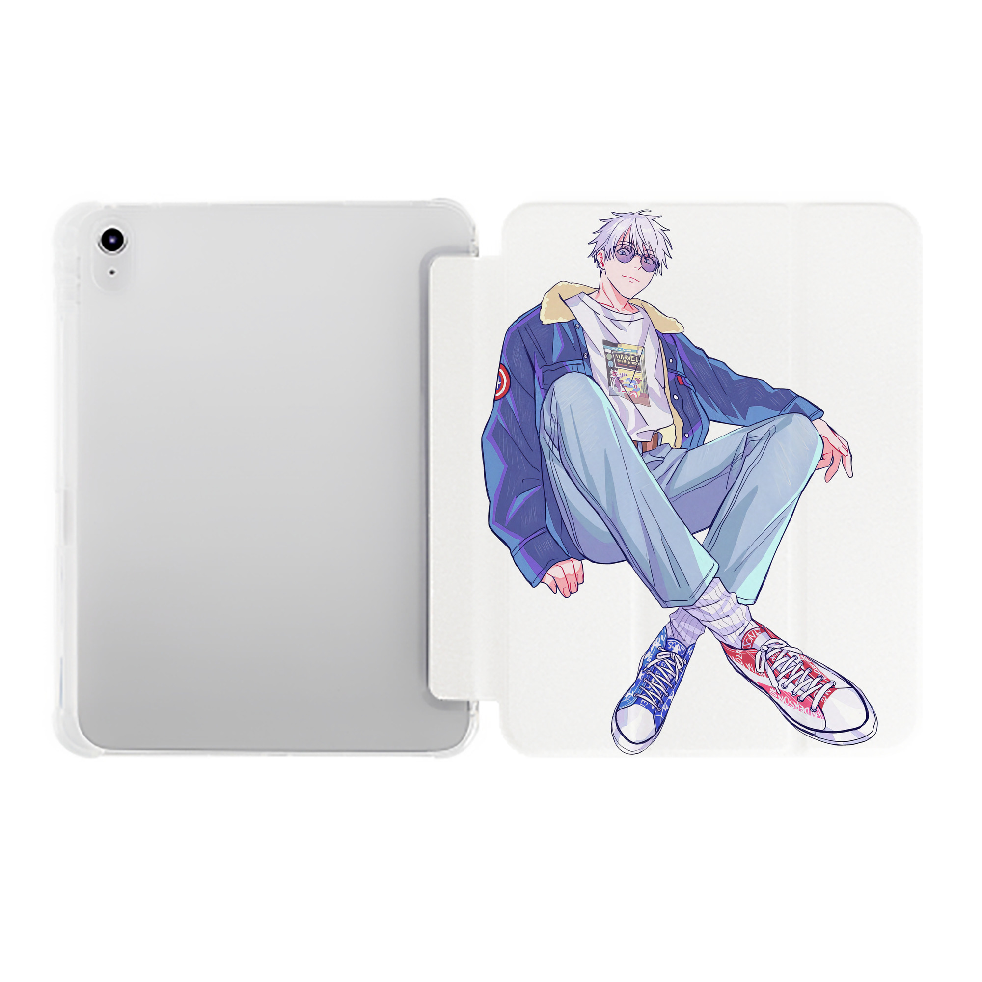（画像用） 呪術廻戦 Jujutsu Kaisen IPad ケース ペン収納付き 三つ折りスタンド PUレザー×シリコン 対応機種9.5/10.5/10.9インチ